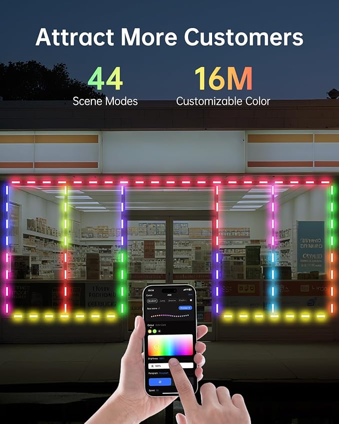 Window Bright Strip 20FT RGB LED Window Strip Lights for Retail Stores – App + Remote ...