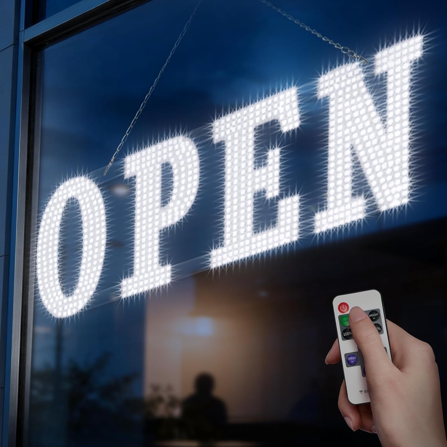 30" x 10" Large LED Open Sign for Businesses – Remote Control, Super Bright High-Visibilit