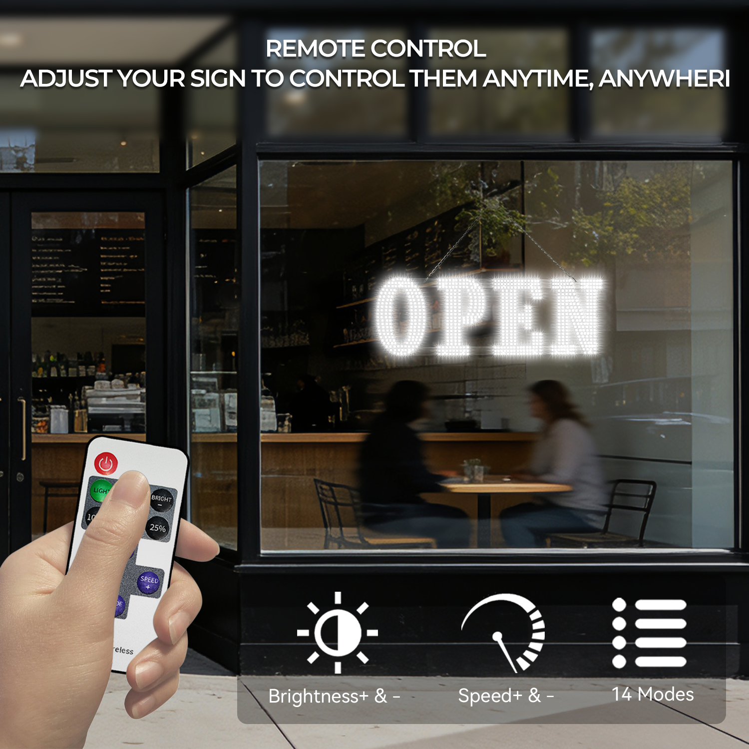 Large 40" x 14" LED Open Sign for Businesses – Remote Control, High ...