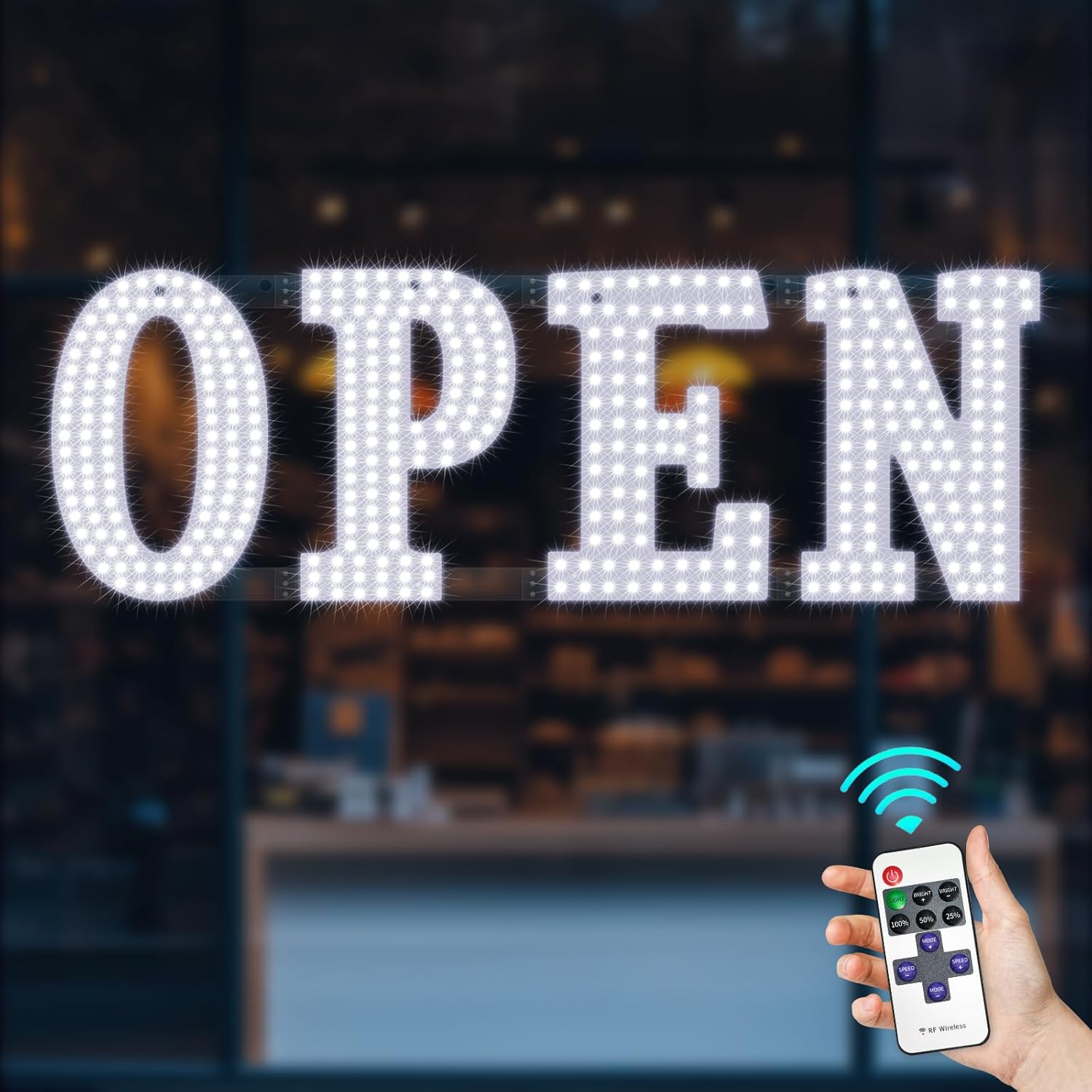 Large 40" x 14" LED Open Sign for Businesses – Remote Control, High ...